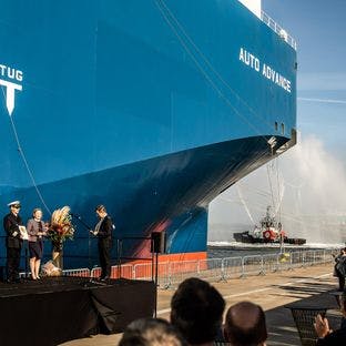 Named for progress: world’s first multi-fuel LNG battery hybrid PCTC Auto Advance and sistership Auto Aspire christened at Zeebrugge ceremony